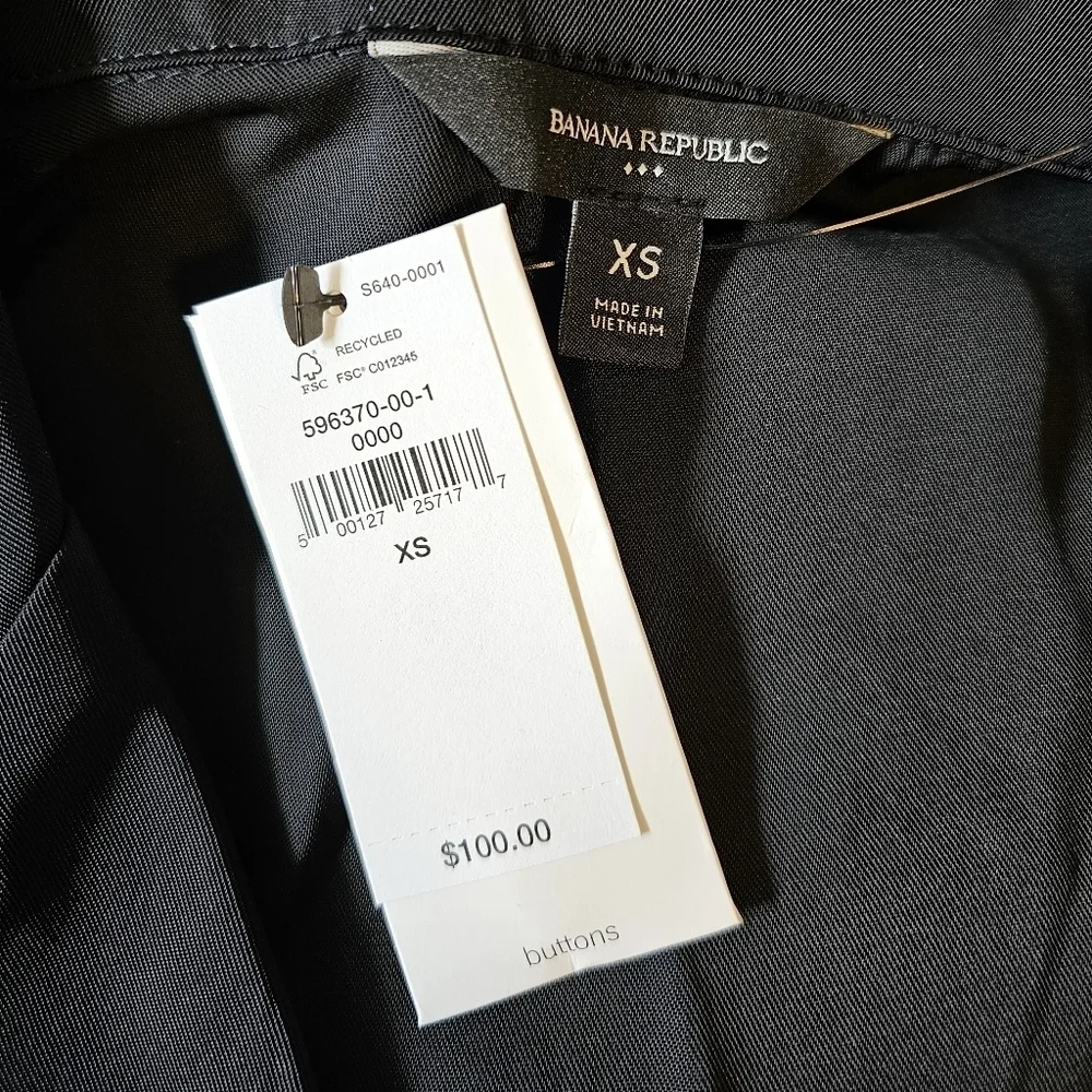 Banana Republic Women's Long Sleeve Satin Twill Mini Shift Dress in Black